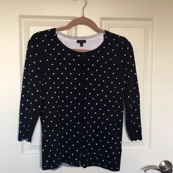 Talbots Sweaters - 🌟HP🌟 Talbots Navy Blue Polka Dot Cardigan MP